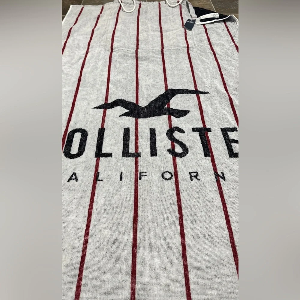 Rare Special Edition Hollister Backpack Beach Towel 59x30 White Red Blue. Cotton